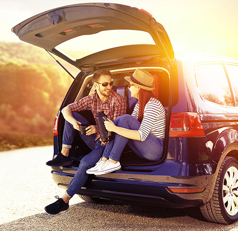 Motor vehicles driving on road