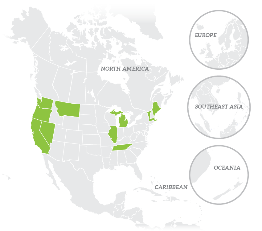 Map showing location of FAST government agency clients around the world